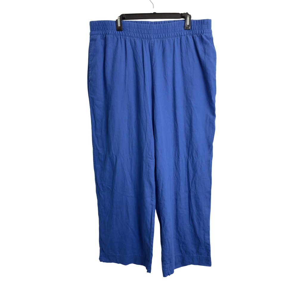 Old Navy Wide Leg Linen Blend Pants XL Tall Blue Comfort Waistband Casual